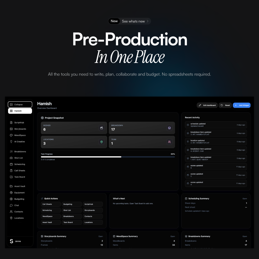 Shotly - Pre-Production Software