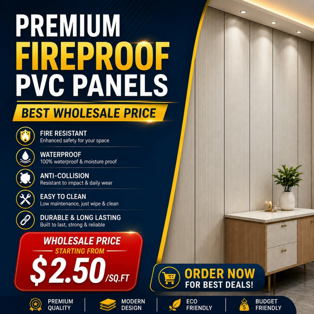 Premium Fireproof PVC Wall Panels.