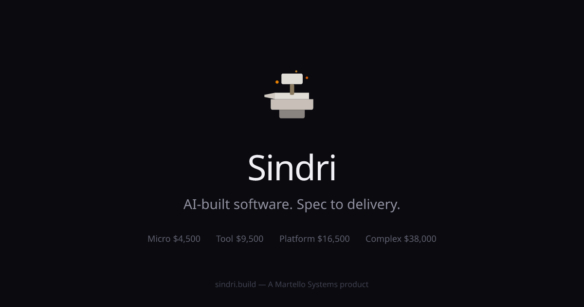 Sindri - Software, spec to delivery