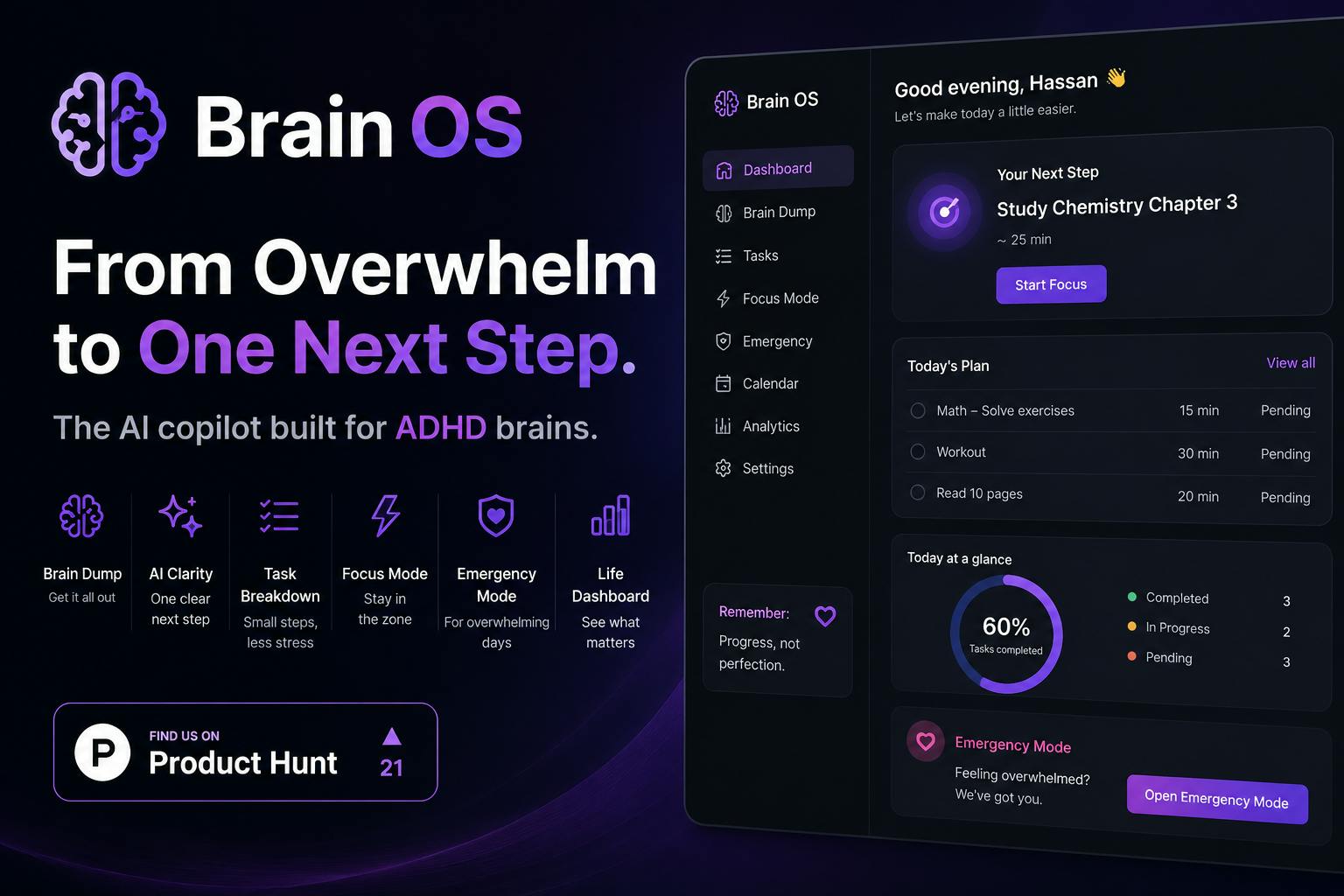 BrainOS — Your ADHD executive assistant