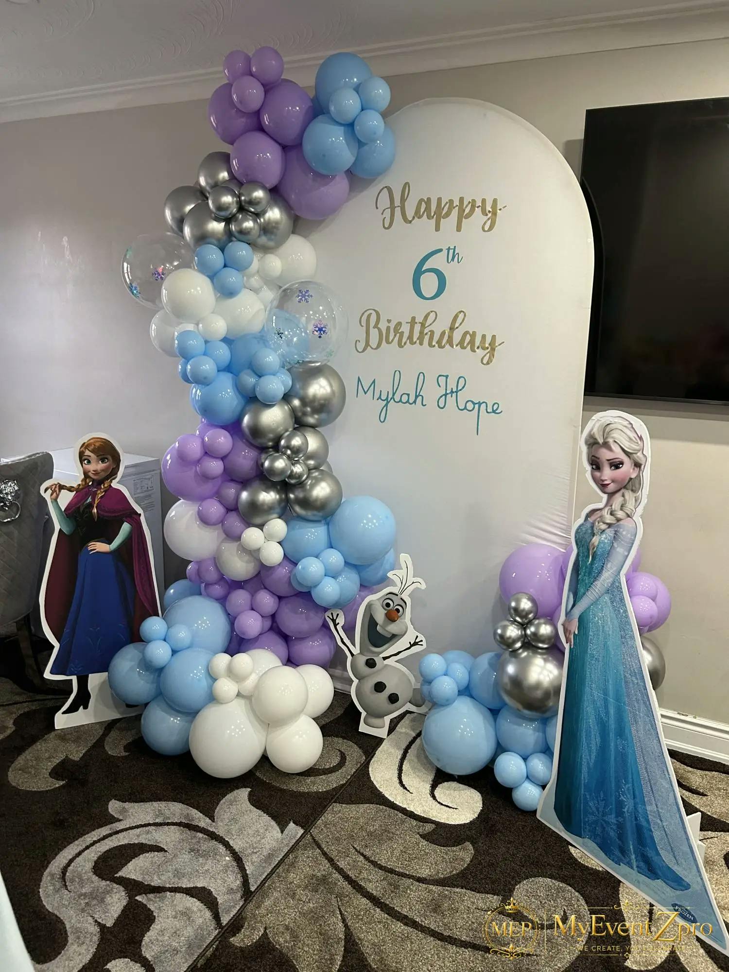 Frozen Theme Birthday Balloon Backdrop