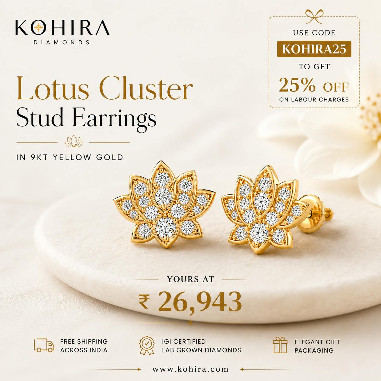 Lotus Cluster Stud Earrings