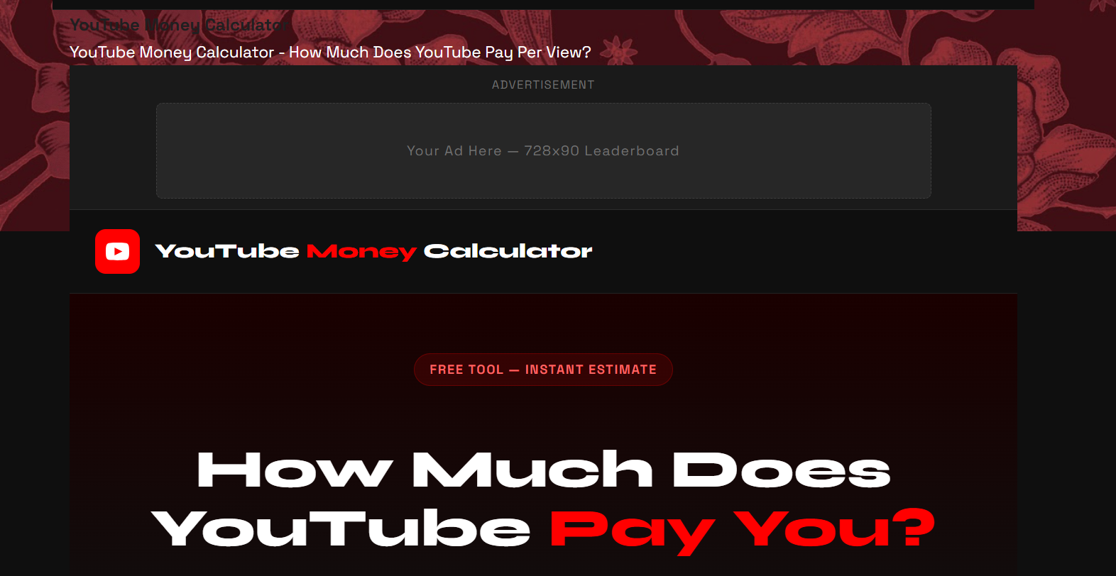 YouTube money calculator
