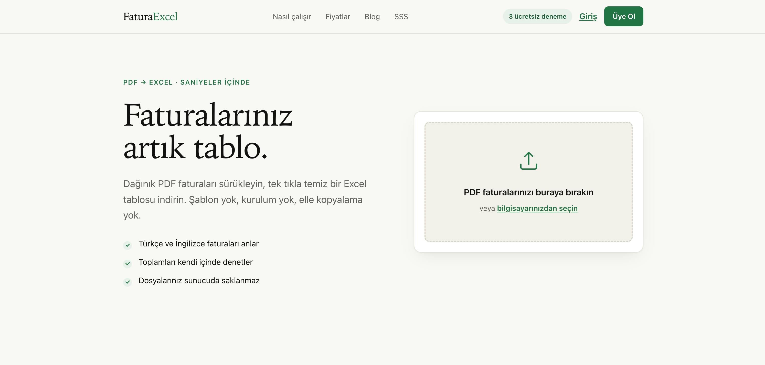 FaturaExcel-Fatura PDF'yi Excel'e Çevir