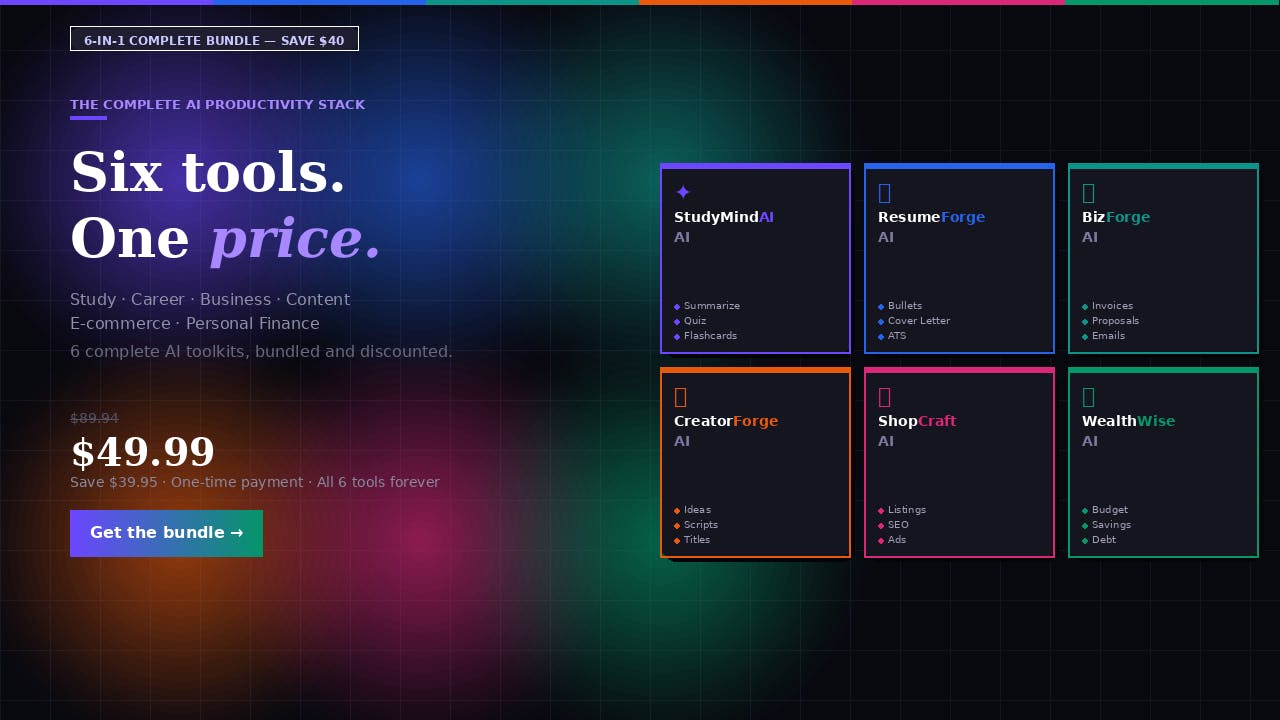 6 focused AI tools All-in-one workspace