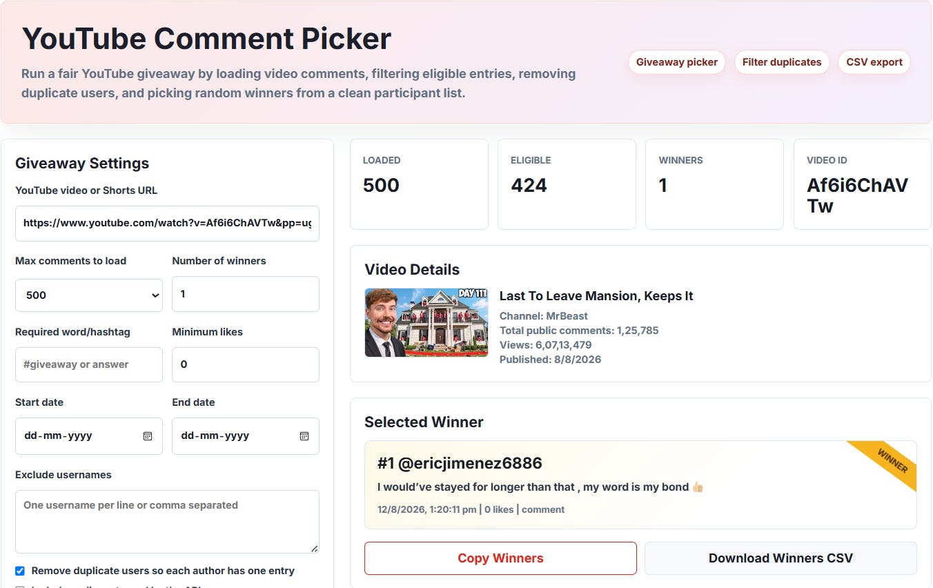YouTube Comment Picker