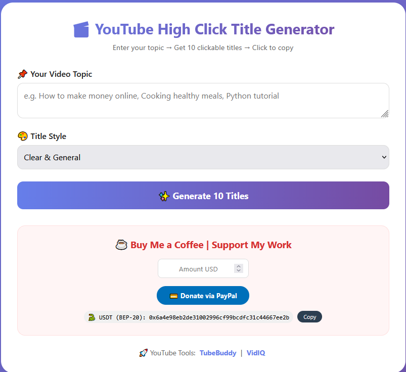 YouTube High Click Title Generator