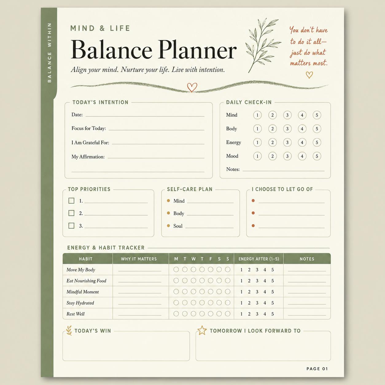 Mind & Life Balance Planner
