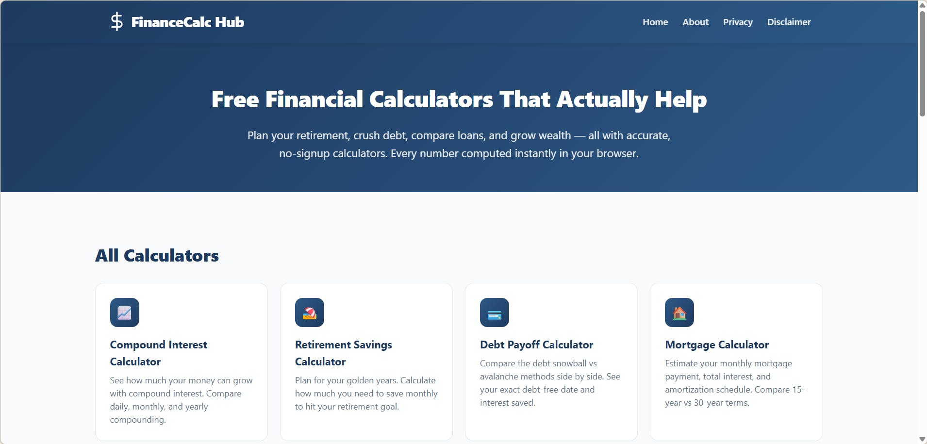FinanceCalc Hub