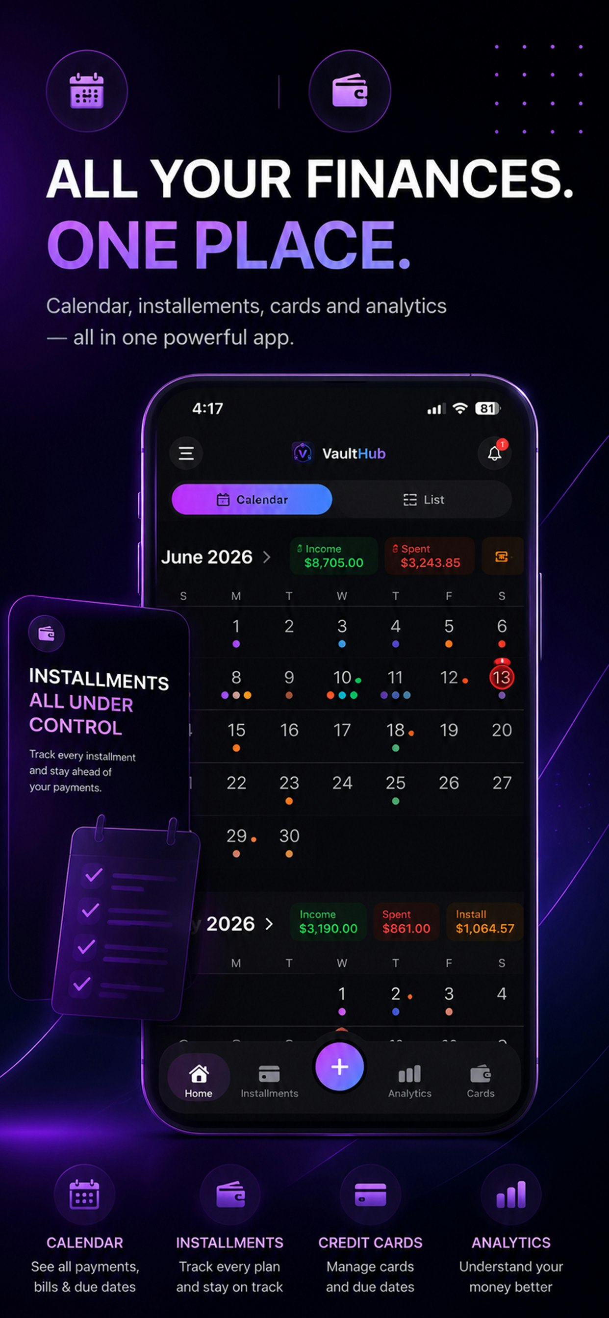VaultHub: Finance Calendar