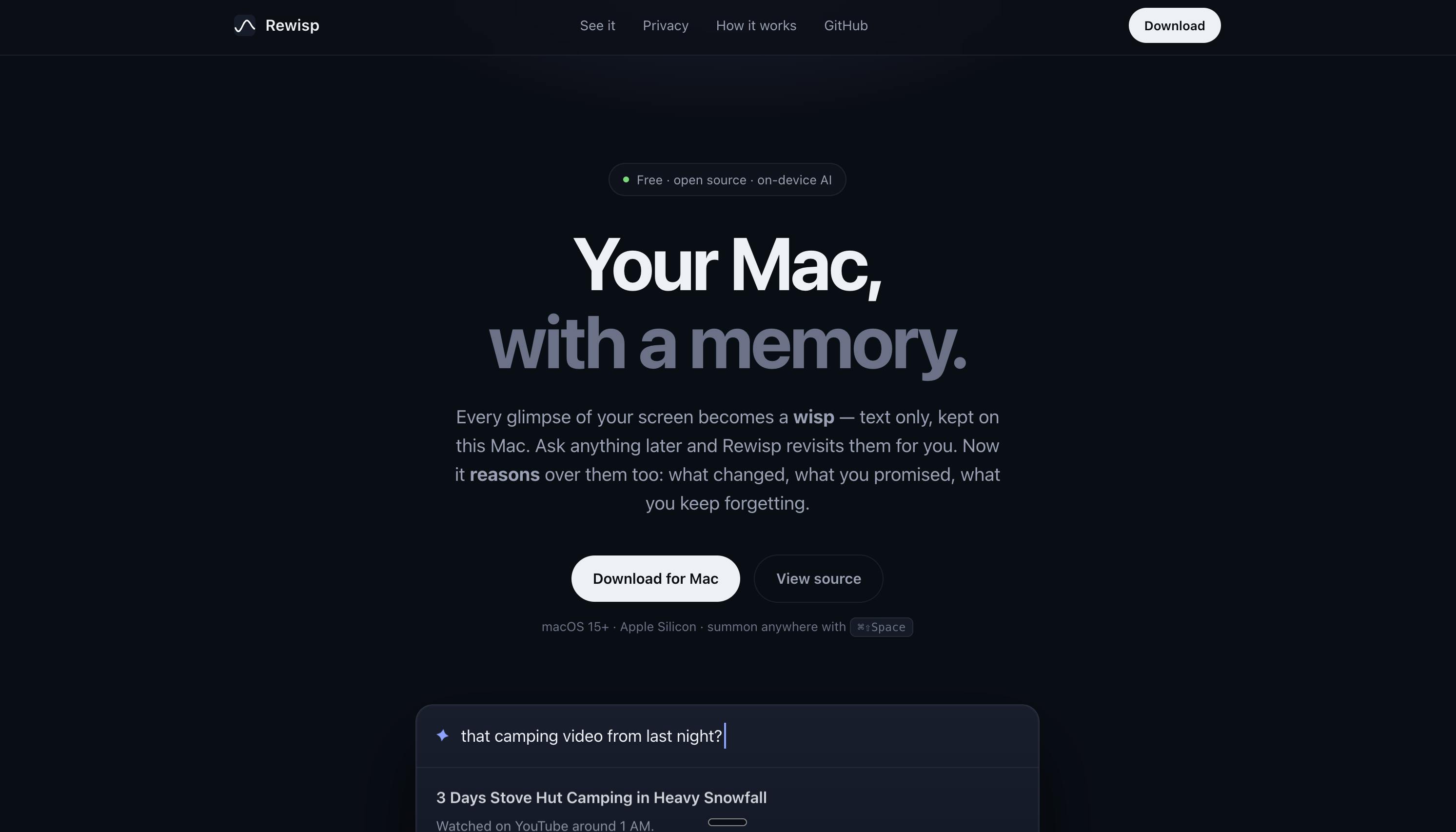 Rewisp — an ambient memory for your Mac