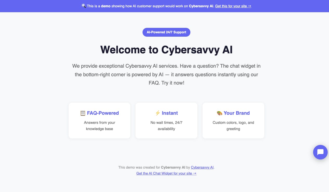 AI Chat Widget — 24/7 Customer Support