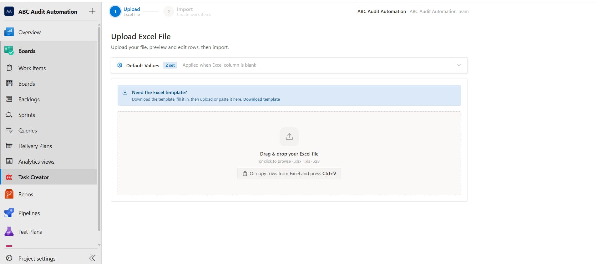 Excel Importer for Azure Boards