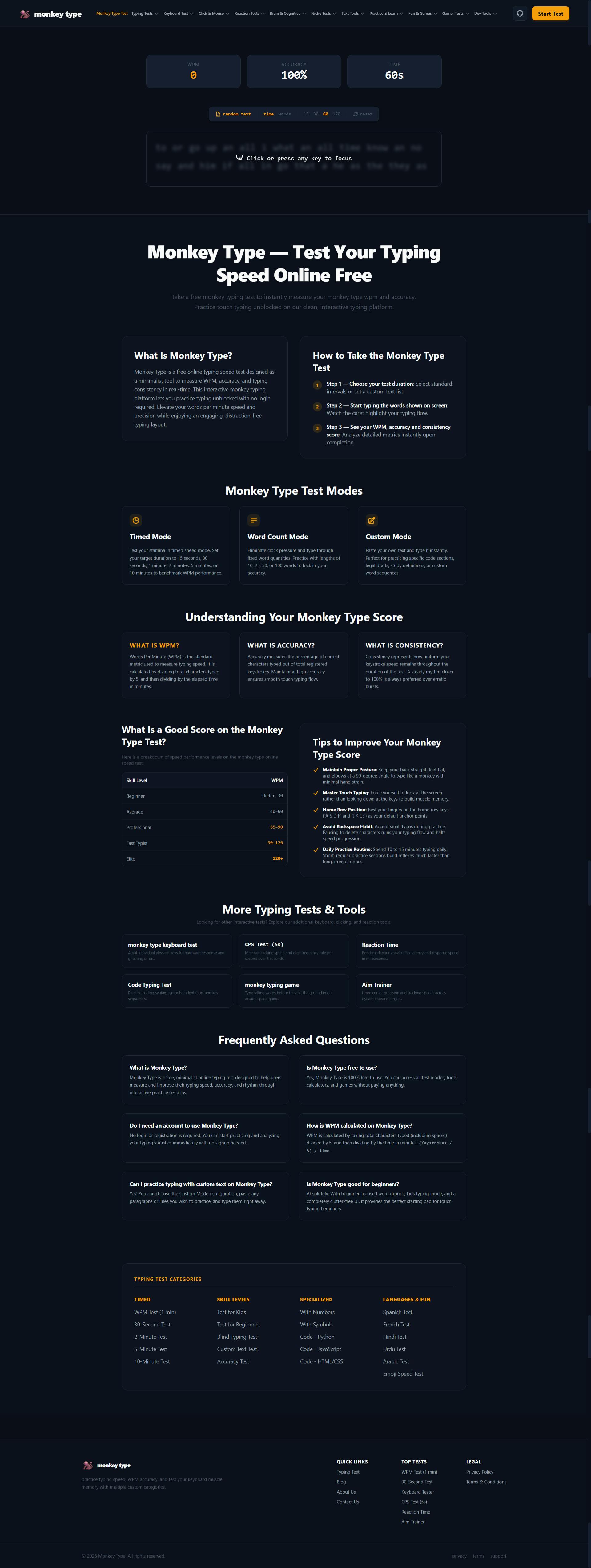 Monkey Type Test