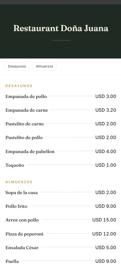 Menú digital para restaurantes