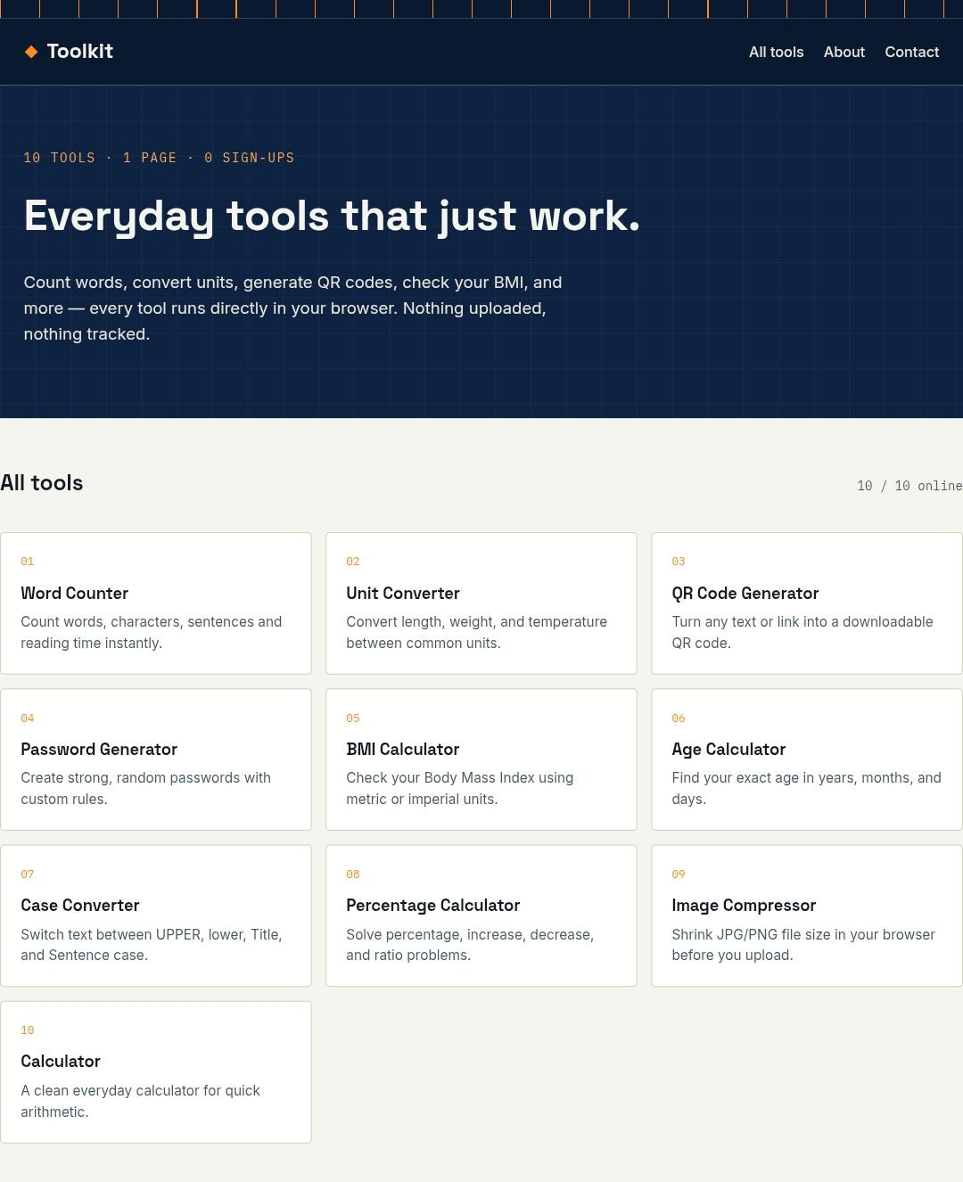 Toolkit — Free Online Tools