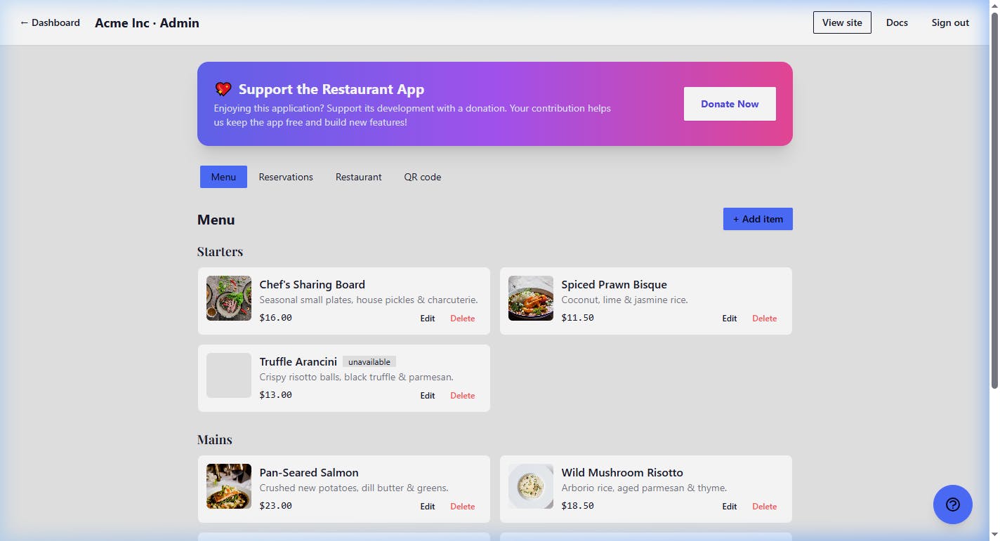 Restaurant App