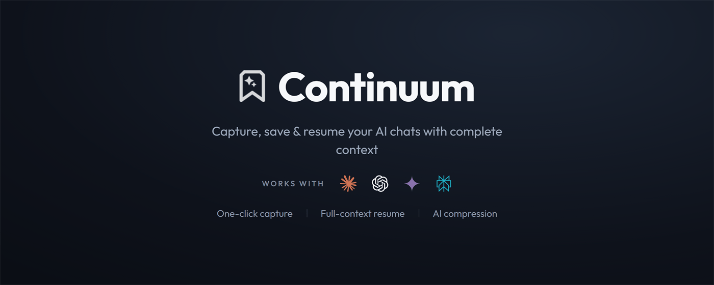 Continuum: Capture & Resume AI Chats