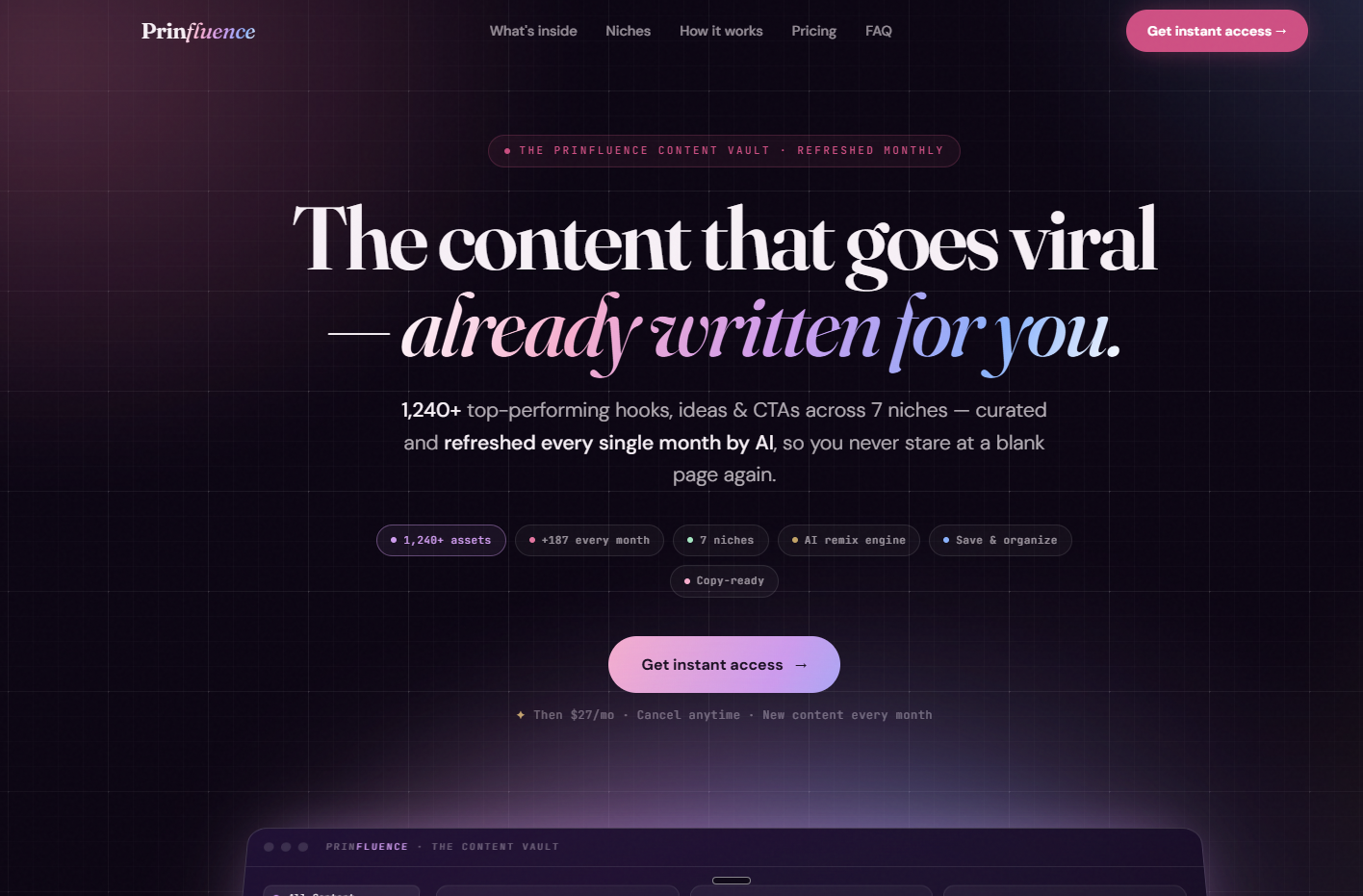 The Content Vault — Prinfluence