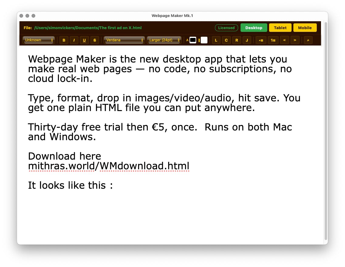 Introducing Webpage Maker