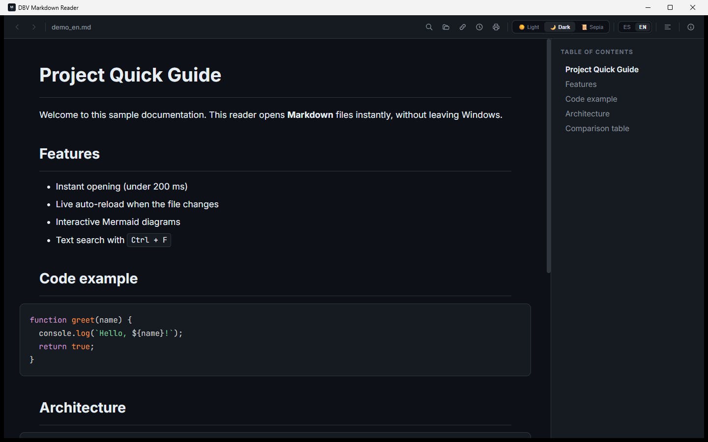 DBV Markdown Reader