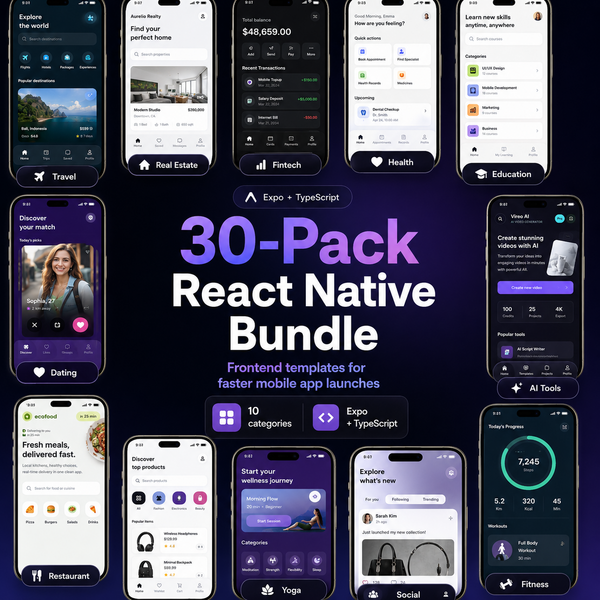 30 React Native UI Templates Bundle